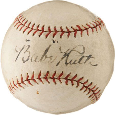 Circa 1927 "Babe" Ruth Single Signed Baseball.: Circa 1927 "Babe" Ruth Single Signed Baseball. Pay attention the quotation marks around t