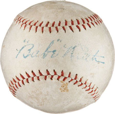 Circa 1927 "Babe" Ruth Single Signed Baseball.: Circa 1927 "Babe" Ruth Single Signed Baseball. Take notice of the quotation marks around