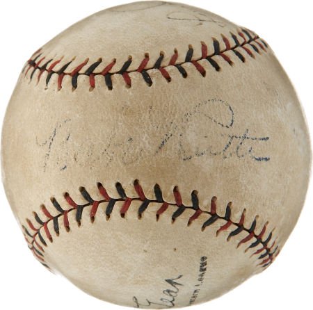 Late 1920's Babe Ruth & Lou Gehrig Signed Baseball.: Late 1920's Babe Ruth & Lou Gehrig Signed Baseball. The presence of this first great New