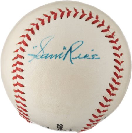 1960's Sam Rice Signed Baseball.: 1960's Sam Rice Signed Baseball. His American League-leading 216 base hits in 1924 helped