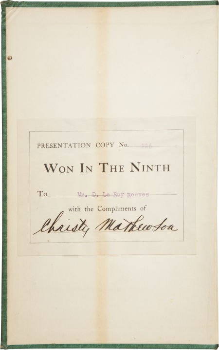 1910 Christy Mathewson Signed Book.: 1910 Christy Mathewson Signed Book. "Mathewson was the greatest pitcher who ever lived,"