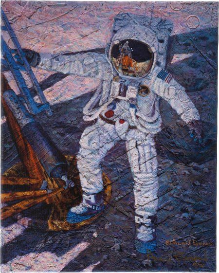 Alan Bean Signed Limited Edition Giclée Canvas ": Alan Bean Signed Limited Edition Giclée Canvas "A Giant Leap." A 12" x 15" color ca