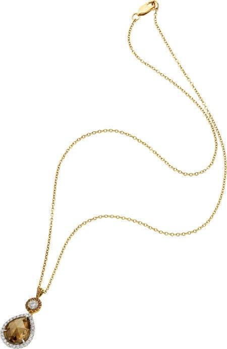Colored Diamond, Diamond, Platinum, Gold Pendant: Colored Diamond, Diamond, Platinum, Gold Pendant-Necklace, Donna Vock The pendant features