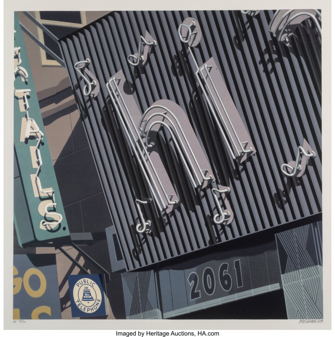Robert Cottingham (b. 1935) Hi, from Signs, 2009: Robert Cottingham (b. 1935) Hi, from Signs, 2009 Screenprint in colors on wove paper 37 x 37-1/4 inches (94 x 94.6 cm) (sheet) Ed. 55/100 Signed, numbered, dated, and titled in pencil along lower edge