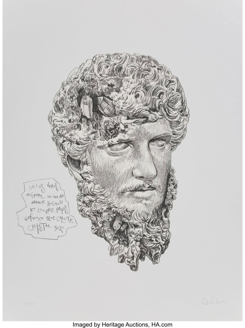 Daniel Arsham (b. 1980) Blue Calcite Eroded Luci: Daniel Arsham (b. 1980) Blue Calcite Eroded Lucius Verus, from Eroded Classical Prints, 2020 Screenprint on archival paper 24 x 18 inches (61 x 45.7 cm) (sheet) Ed. 29/99 Signed and numbered in pencil