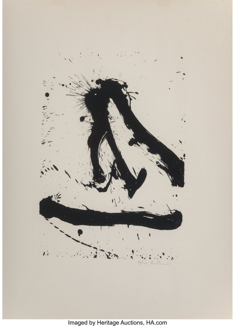 Robert Motherwell (1915-1991) Untitled, from Bes: Robert Motherwell (1915-1991) Untitled, from Beside the Sea, 1966 Lithograph on Rives BFK paper 18-3/4 x 13 inches (47.6 x 33 cm) (sheet) Ed. 94/100 Signed and numbered in pencil along lower edge Prin