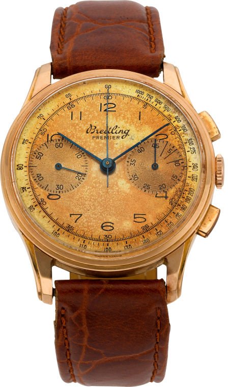 Breitling Premier Rose Gold Vintage Chronograph,: Breitling Premier Rose Gold Vintage Chronograph, circa 1940's Case: 18k rose gold, ref. 78