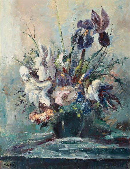 JOSÉ VIVES-ATSARA (American, 1919-2004) Flowers: JOSÉ VIVES-ATSARA (American, 1919-2004)Flowers in a VaseOil on masonite