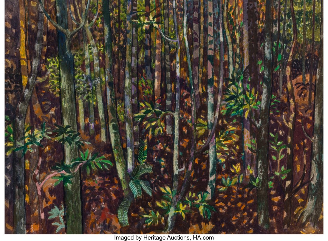 Millard Sheets (American, 1907-1989) Spring in D: Millard Sheets (American, 1907-1989) Spring in Deep Woods, California, 1976 Watercolor on card 22 x 30 inches (55.9 x 76.2 cm) Signed lower left: Millard Sheets Signed, dated, and titled on the revers