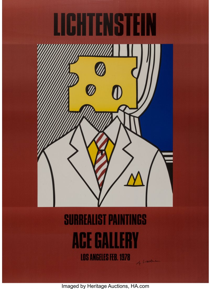 After Roy Lichtenstein Surrealist Paintings: Ac: After Roy Lichtenstein Surrealist Paintings: Ace Gallery, exhibition poster, 1978 Offset lithograph in colors on smooth wove paper 60 x 44 inches (152.4 x 111.8 cm) (sheet) Published by Ace Gallery, L