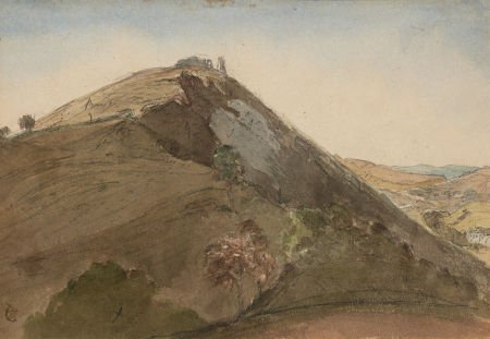 EDWARD LEAR (British, 1812-1888) Country Hillsid: EDWARD LEAR (British, 1812-1888)Country HillsideWatercolor and graphite on