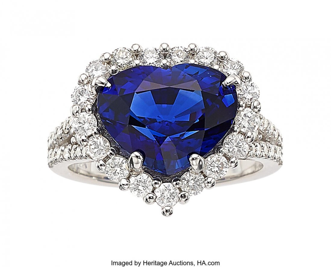 Ceylon Sapphire, Diamond, White Gold Ring   Stones: (1 of 4)
