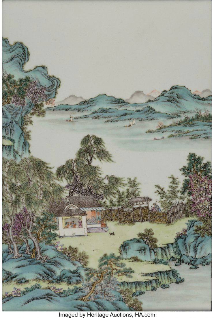 A Chinese Porcelain Landscape Plaque, Republic P (1 of 2)