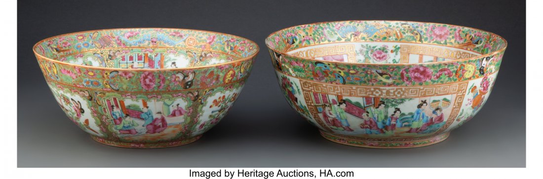 Two Large Chinese Export Porcelain Mandarin Pale (1 of 3)