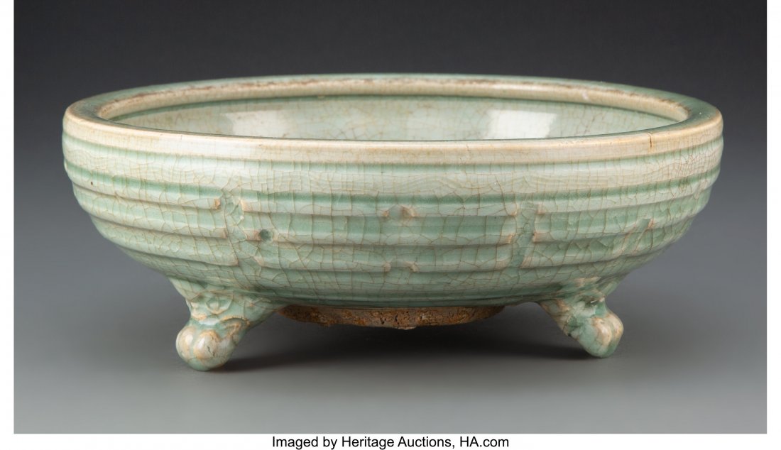 A Chinese Celadon Tripod Censer, Ming Dynasty 3- (1 of 3)