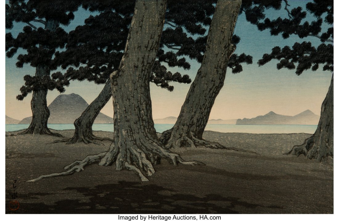 Hasui Kawase (Japanese, 1883-1957) Collected Vie: Hasui Kawase (Japanese, 1883-1957) Collected Views of Japan II: Kaiganji Beach in Sanuki Province, 1934 Woodblock on paper 10-1/4 x 15-1/2 inches (26.0 x 39.4 cm) Signed and with one seal at lower rig