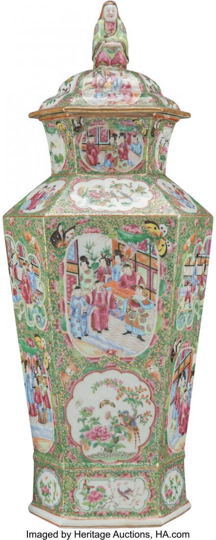 A Chinese Export Rose Medallion Porcelain Covere (1 of 4)