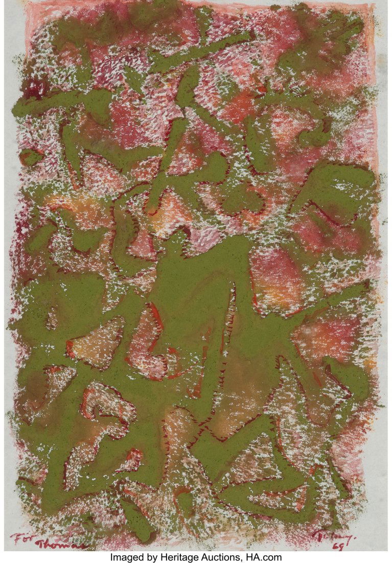 Mark Tobey (1890-1976) Untitled, 1969 Monotype a: Mark Tobey (1890-1976) Untitled, 1969 Monotype and tempera on paper 8 x 6 inches (20.3 x 15.2 cm) Signed, dated, and annotated along lower edge: For Thomas / Tobey / 69 PROVENANCE: The artist; Frances