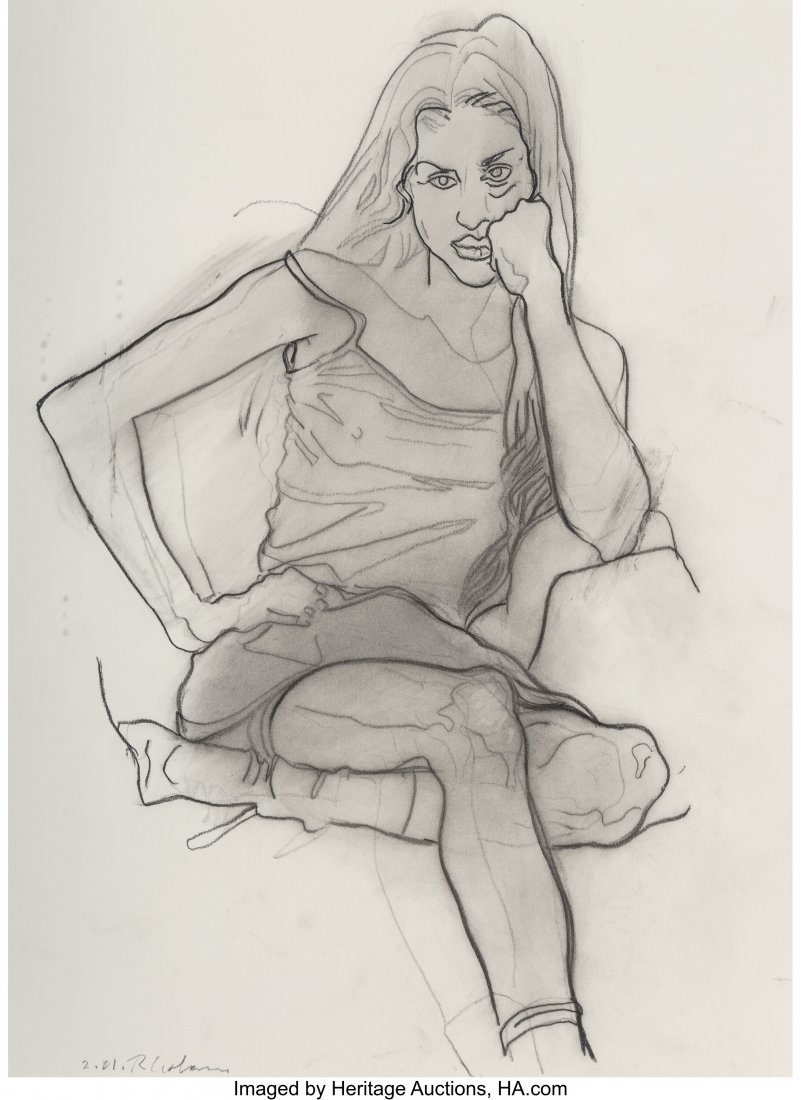 Robert Graham (1938-2008) Laura Weikel, 2001 Con: Robert Graham (1938-2008) Laura Weikel, 2001 Conte crayon on paper 15 x 10-3/4 inches (38.1 x 27.3 cm) (sheet) Signed and dated in conte lower left: 2.01 R. Graham PROPERTY FROM THE ESTATE OF RICHARD