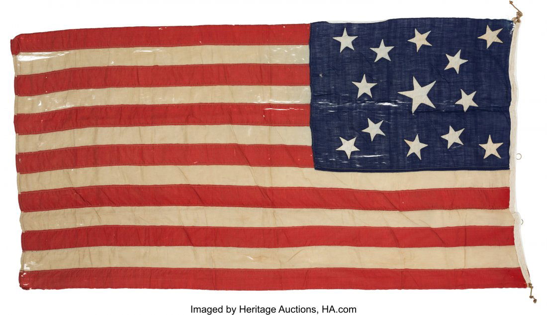 13-Star Civil War Vintage Flag. 63" x 34" light- (1 of 2)