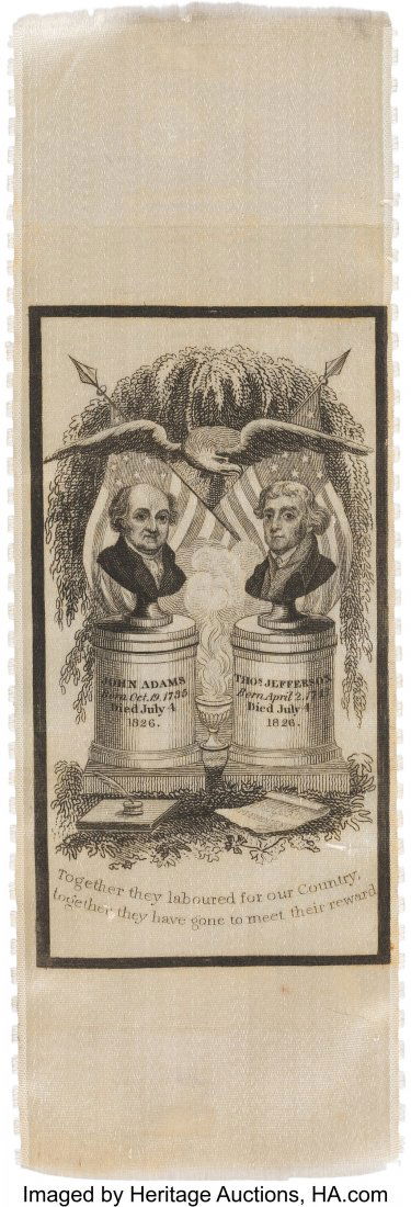 Adams & Jefferson: Memorial Jugate Ribbon. 2 1/8 (1 of 1)