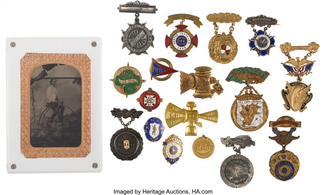 Bicycle Racing: 1890s Badges and Tintype. Wonder (1 of 1)