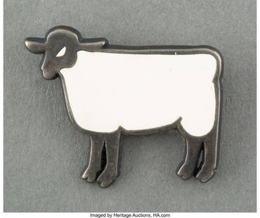 François-Xavier Lalanne (French, 1927-2008) Mou: François-Xavier Lalanne (French, 1927-2008) Mouton Brooch, c. 1990 Metal, enamel 1 x 1-1/4 x 0-1/4 inches (2.5 x 3.2 x 0.6 cm) Signed to verso HID03101062020 © 2020 Heritage