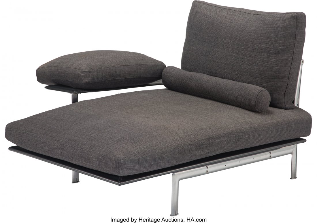 Paolo Nava (Italian, b. 1943) "Diesis" Chaise Lo: Paolo Nava (Italian, b. 1943) "Diesis" Chaise Lounge, designed 1979, B&B Italia Leather, upholstery, steel 31-1/2 x 43-1/4 x 53-1/8 inches (80.0 x 109.9 x 134.9 cm) Stamped B&B ITALIA at armes