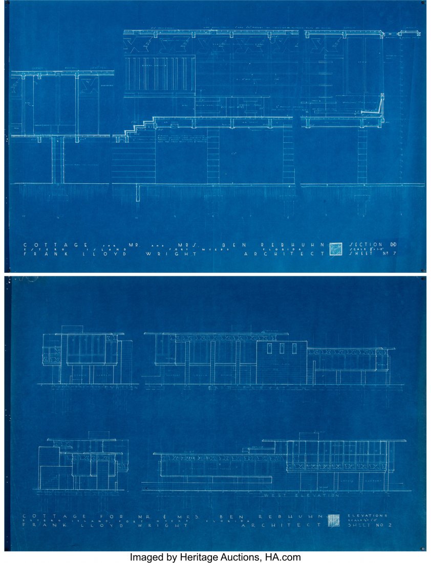 Frank Lloyd Wright (American, 1867-1959) Two Blu (1 of 3)