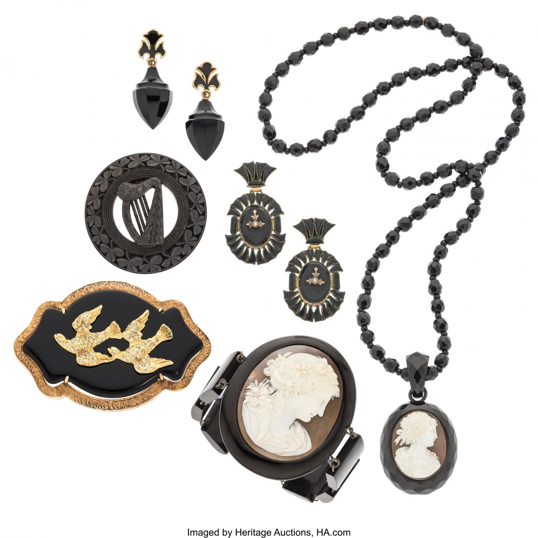 Victorian Diamond, Bog Oak, Jet, Black Onyx, See (1 of 1)