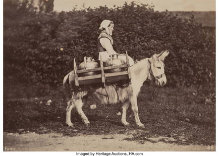 Constant Alexandre Famin (French, 1827-1888) Mil: Constant Alexandre Famin (French, 1827-1888) Milk Maid on a Donkey, 1860s Albumen print 4-5/8 x 6-5/8 inches (11.7 x 16.8 cm) (image) Signed and numbered 88 in the negative. Embossed with photographer