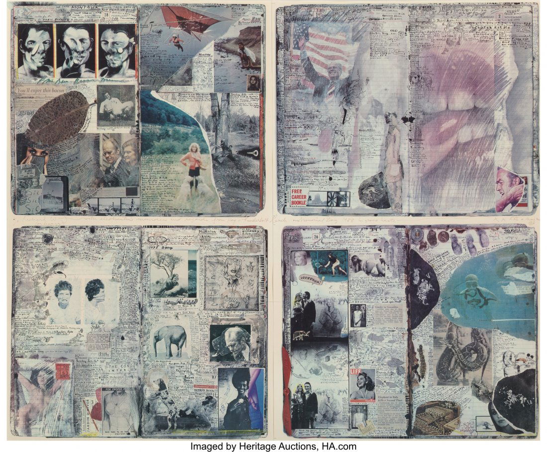 Peter Beard (American, 1938-2020) Diary Pages, 1: Peter Beard (American, 1938-2020) Diary Pages, 1988 Dye coupler prints with applied ink, watercolor, and blood 25-1/2 x 31-1/2 inches (64.8 x 80.0 cm); sight (image) Signed and dated in ink in the ima