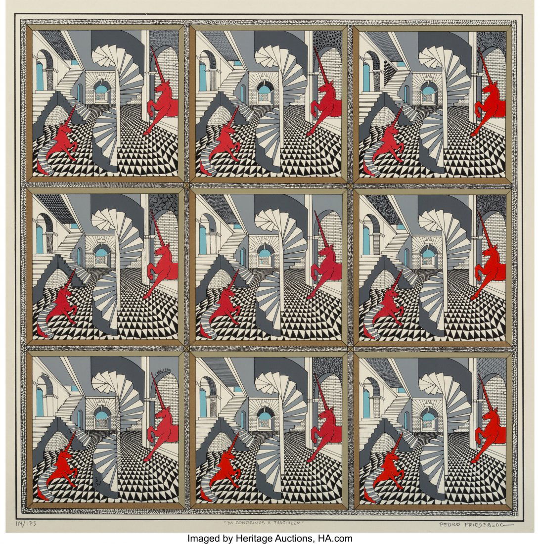 Pedro Friedeberg (Italian/Mexican, b. 1937) Ya C: Pedro Friedeberg (Italian/Mexican, b. 1937) Ya Conocimos a Diaghilev, 1974 Serigraph in colors on C. M. Fabriano paper 25-1/2 x 25-1/2 inches (64.8 x 64.8 cm) (sheet) Ed. 114/175 Signed, numbered and