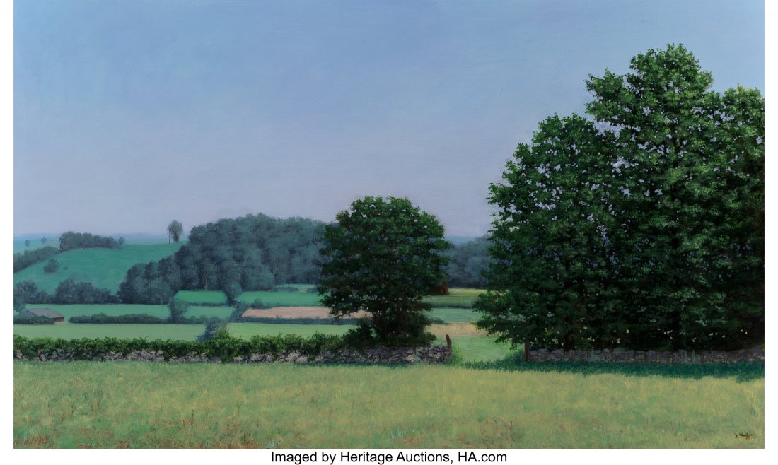 Joseph Keiffer (American, b. 1952) Summer Landsc: Joseph Keiffer (American, b. 1952) Summer Landscape (Fields and Hedges), 1991 Oil on canvas 23-1/2 x 39-1/2 inches (59.7 x 100.3 cm); sight Signed and dated lower right: J. Keiffer / 1991 and again on