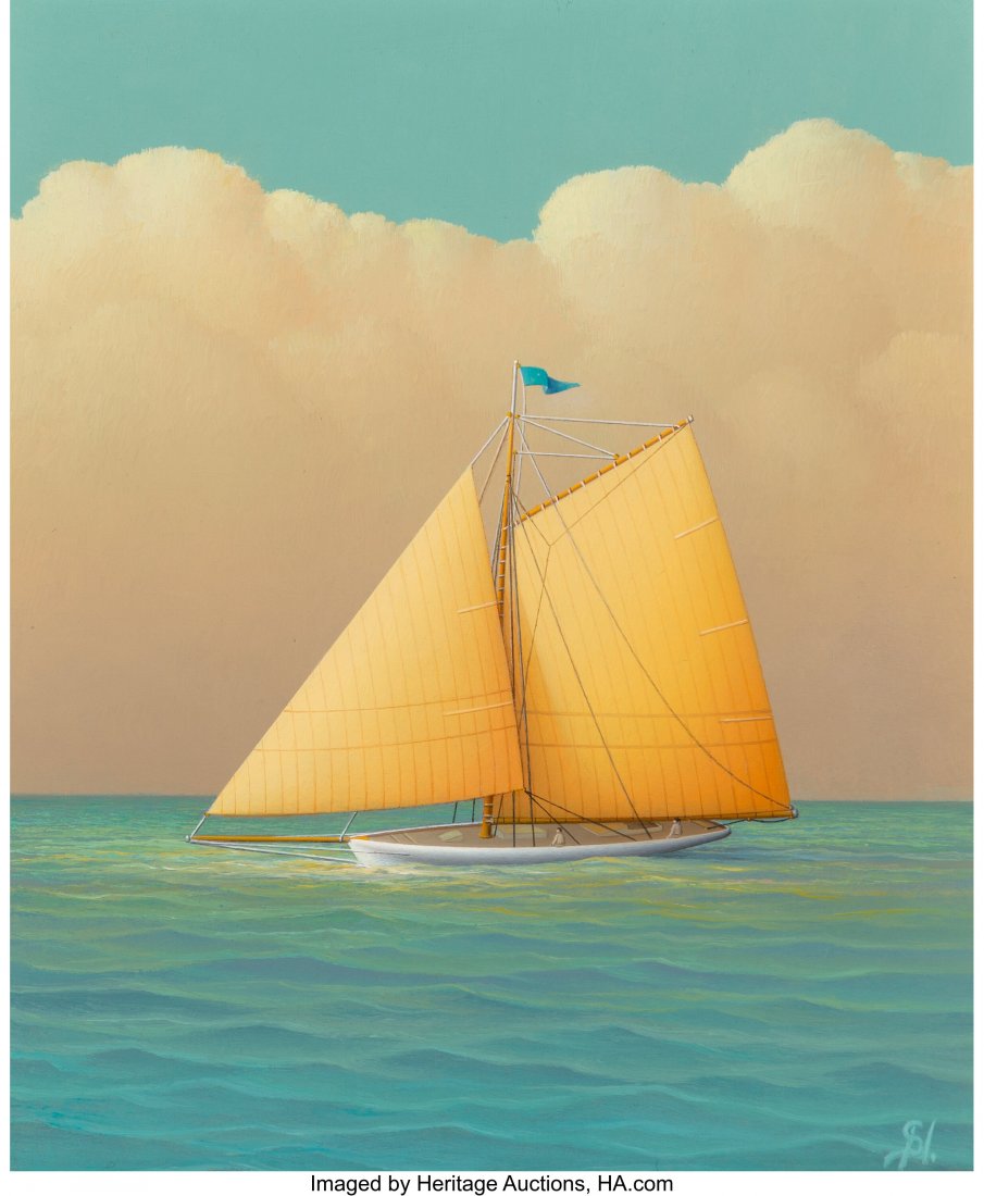 George Nemethy (American, b. 1952) Orange Sails : George Nemethy (American, b. 1952) Orange Sails Oil on board 5-5/8 x 4-3/4 inches (14.3 x 12.1 cm) (sight) Initialed lower right: GN PROVENANCE: Wally Findley Gallery, New York; Private collection, Av