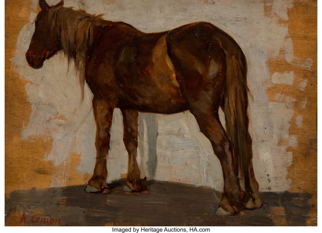 Arthur Lemon (British, 1850-1912) Studies in Dor: Arthur Lemon (British, 1850-1912) Studies in Dorsetshire, no. 10 (Chestnut Pony) Oil on panel 8-7/8 x 12-1/4 inches (22.5 x 31.1 cm); sight Signed lower left: A. Lemon Signed and titled, with artist's