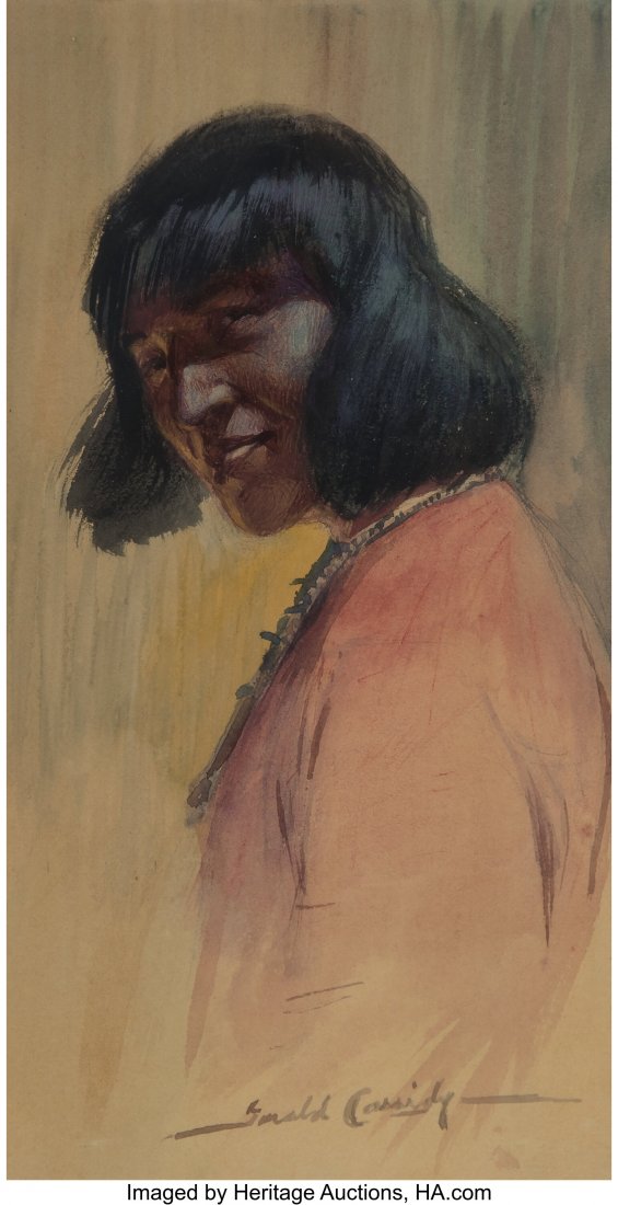 Gerald Cassidy (American, 1879-1934) The Old Gua: Gerald Cassidy (American, 1879-1934) The Old Guard Watercolor on paper 10-3/4 x 5-1/2 inches (27.3 x 14.0 cm) Signed lower right: Gerald Cassidy PROVENANCE: The Jamison Galleries, Santa Fe, New Mexico