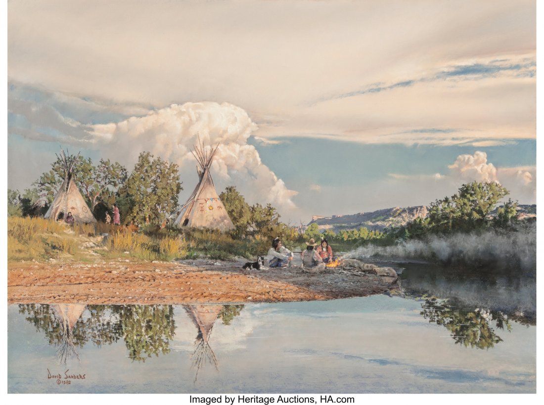 David Sanders (American, b. 1936) Comanche Morni: David Sanders (American, b. 1936) Comanche Morning, 1982 Pastel on board 30 x 40 inches (76.2 x 101.6 cm) Signed and dated lower left: David Sanders / 1982 PROVENANCE: Country Store Gallery, Austin, T