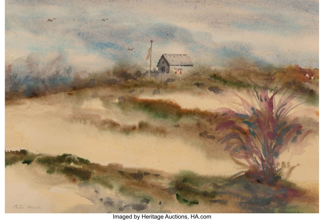 Peter Hurd (American, 1904-1984) Near Carrizozo : Peter Hurd (American, 1904-1984) Near Carrizozo Watercolor on paper 12-1/2 x 18-1/2 inches (31.8 x 47.0 cm) (sight) Signed lower left: Peter Hurd PROVENANCE: Florat Jewelry Corp., Cutler Bay, Florida;