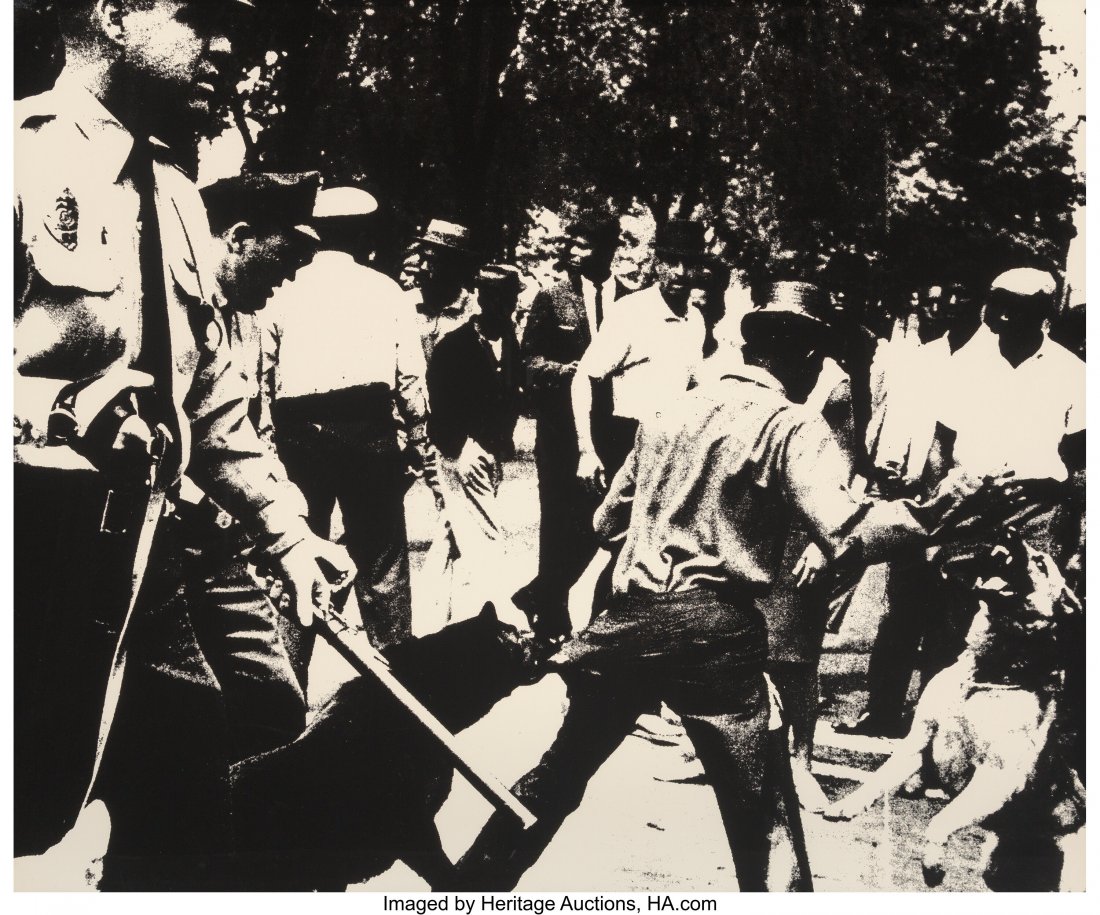 Andy Warhol (1928-1987) Birmingham Race Riot, fr: Andy Warhol (1928-1987) Birmingham Race Riot, from Ten Works by Ten Painters, 1964 Screenprint on paper 20 x 24 inches (50.8 x 61 cm) (sheet) Ed. 312/500 Blindstamp lower right Published by Wadsworth 