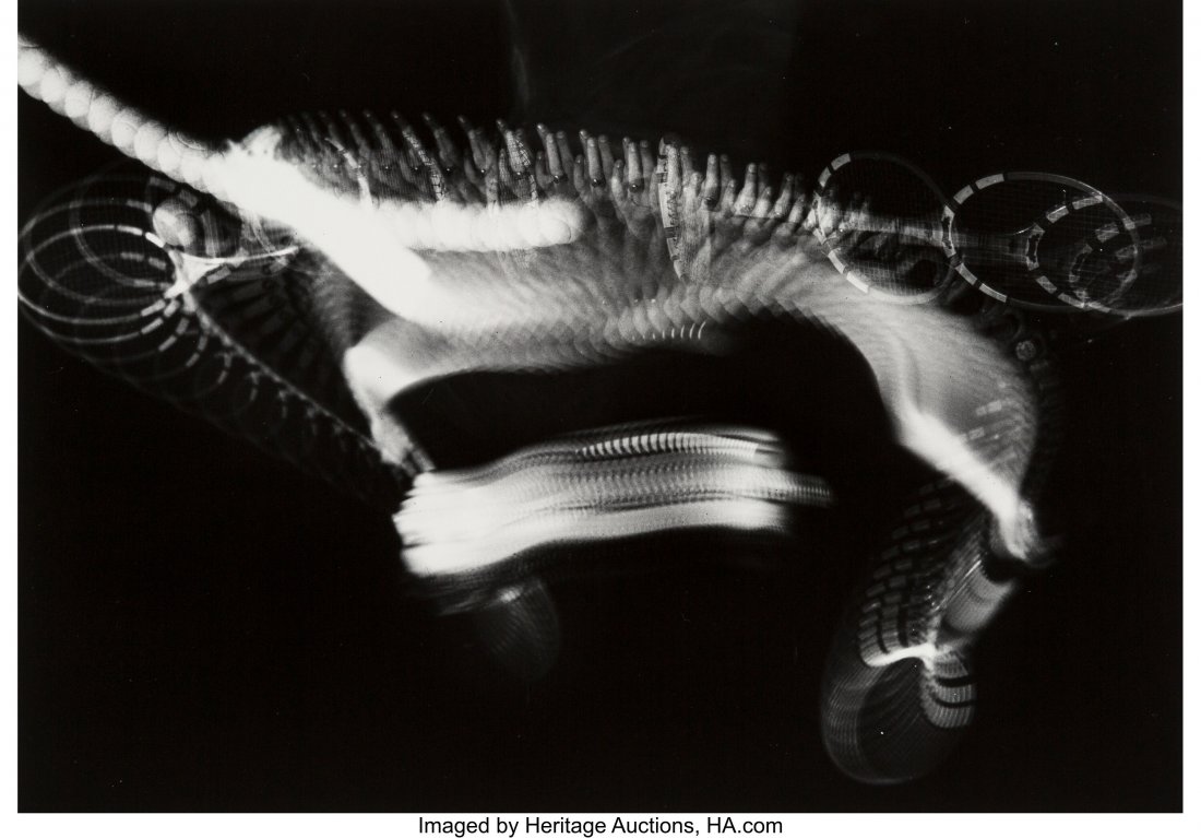 Dr. Harold Eugene Edgerton (American, 1903-1990): Dr. Harold Eugene Edgerton (American, 1903-1990) Swirls and Eddies, Tennis Stroke, 1939 Gelatin silver print, printed 1977 8-5/8 x 12-1/8 inches (21.9 x 30.8 cm) (image) 11 x 14 inches (sheet) Signed 