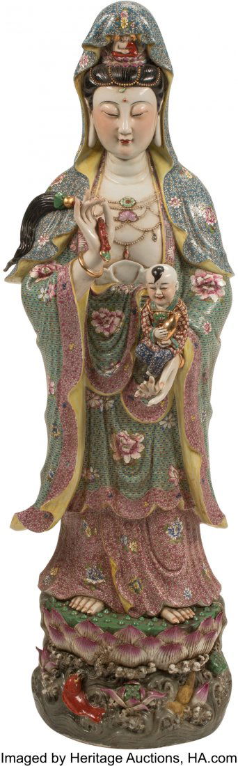 A Large Chinese Enameled Porcelain Guanyin 46-1/ (1 of 4)