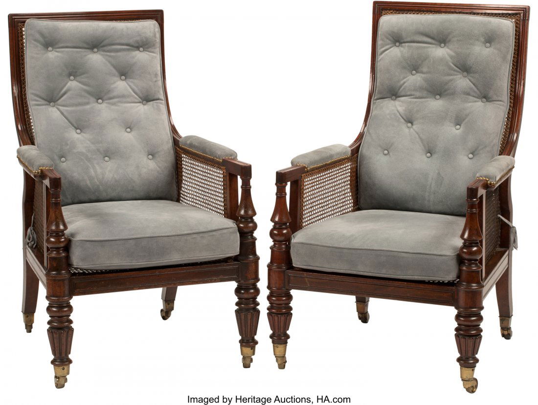 A Pair of English Regency-Style Caned Armchairs (1 of 4)
