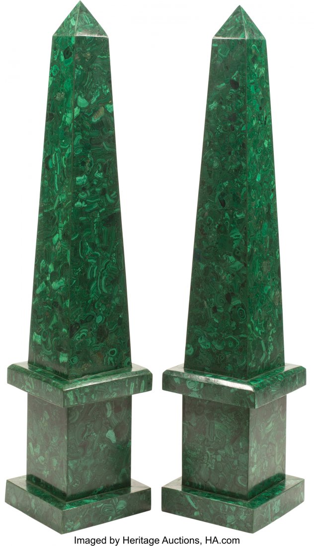 A Pair of Monumental Malachite Veneered Obelisks (1 of 5)