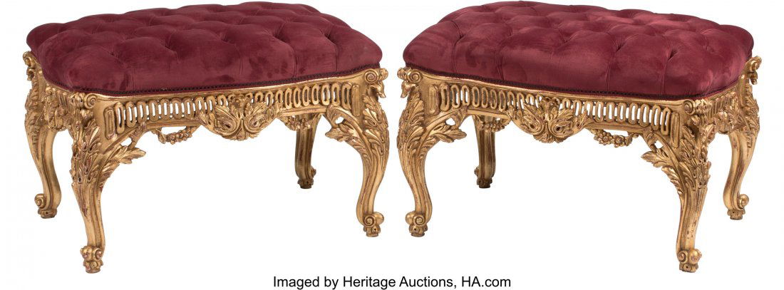 A Pair of Italian Rococo-Style Carved Giltwood U (1 of 4)