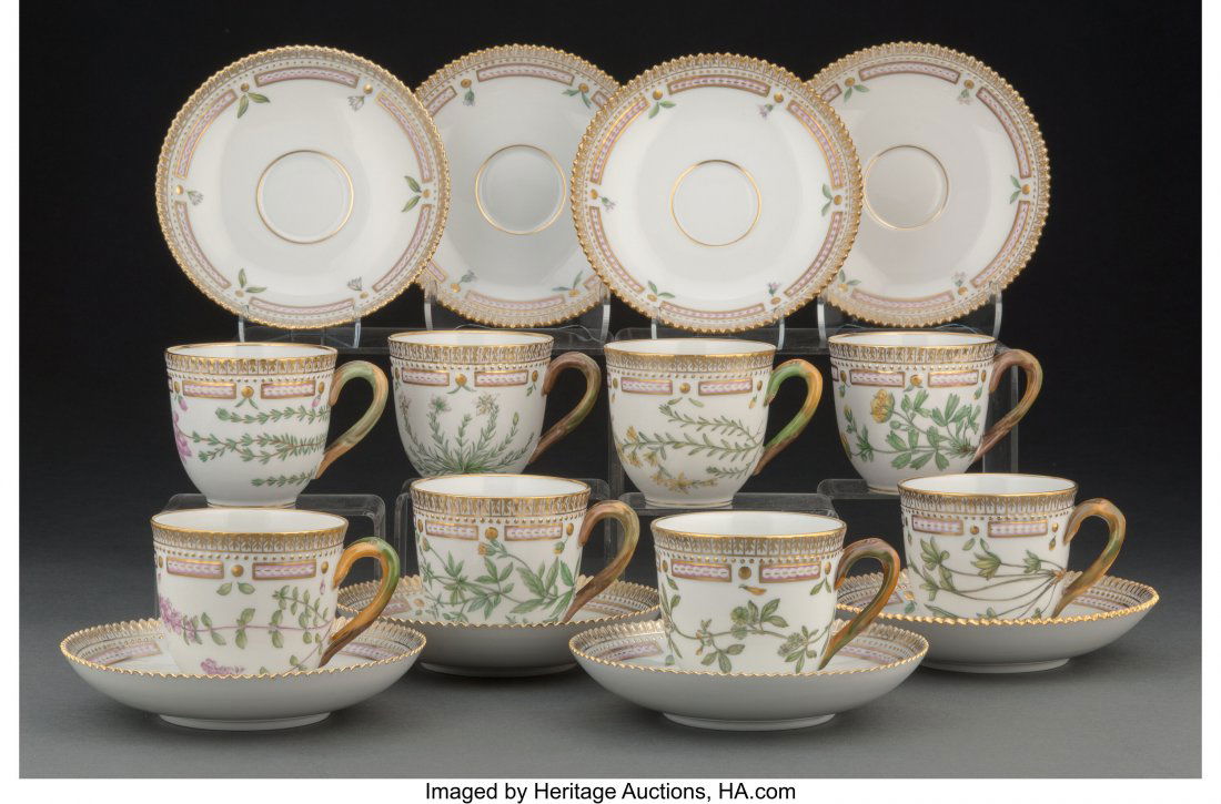 A Set of Eight Royal Copenhagen Flora Danica Pat (1 of 4)