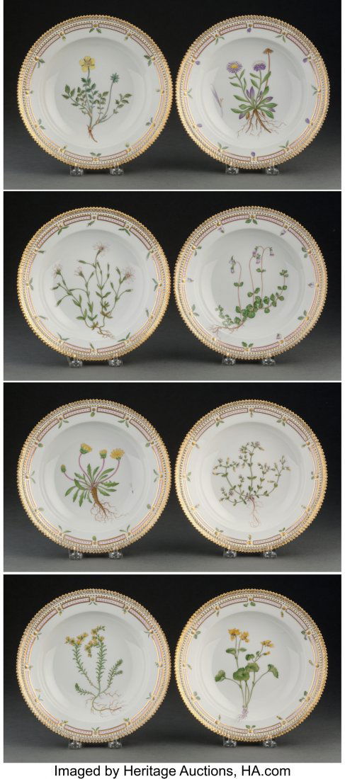 A Set of Eight Royal Copenhagen Flora Danica Pat (1 of 10)