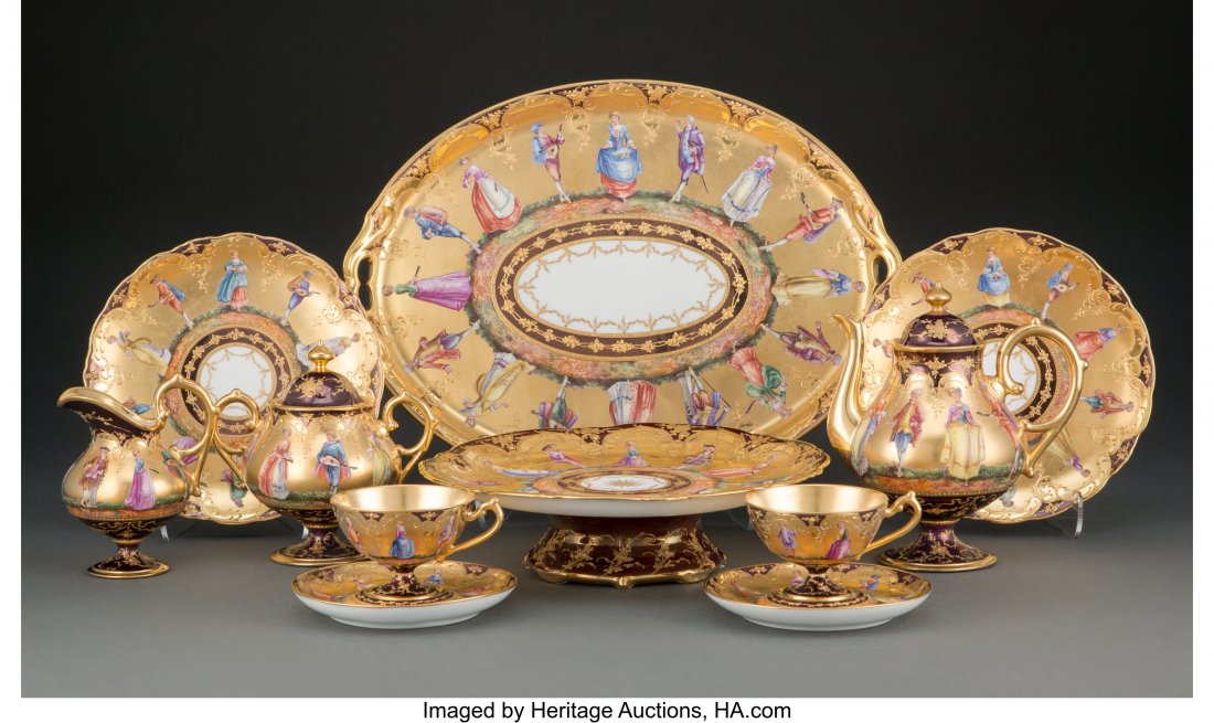 An Eleven-Piece Richard Klemm Gilt Porcelain Cof (1 of 3)