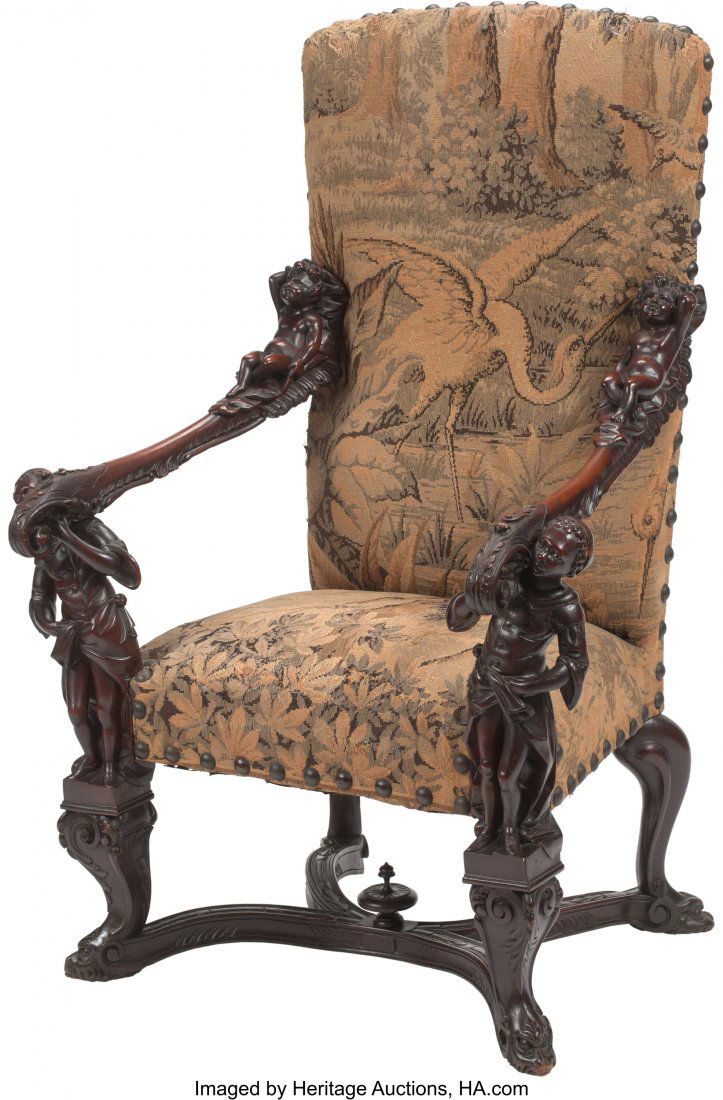 An Italian Baroque-Style Figural Armchair, 19th (1 of 4)