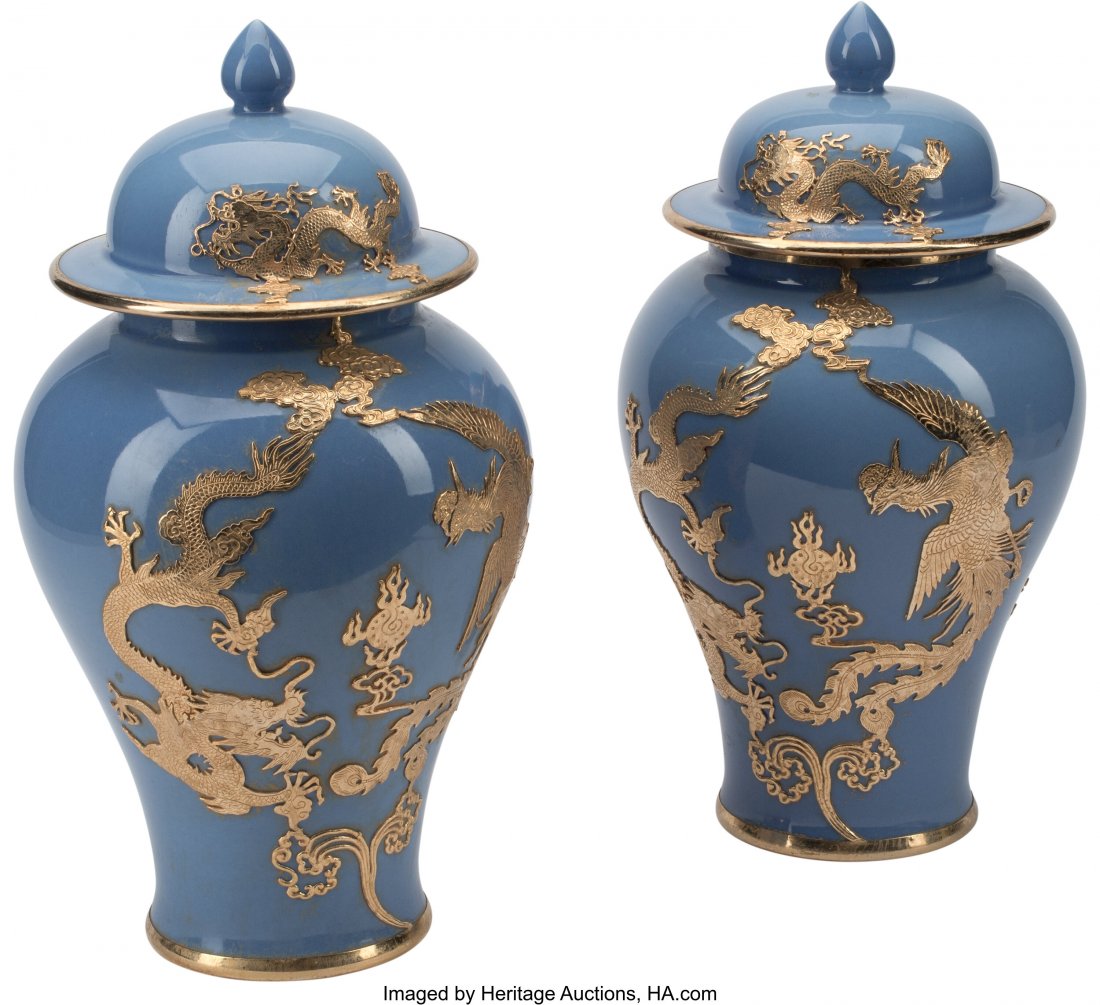 A Pair of Celeste Blue Porcelain Gilt Bronze Mou (1 of 5)